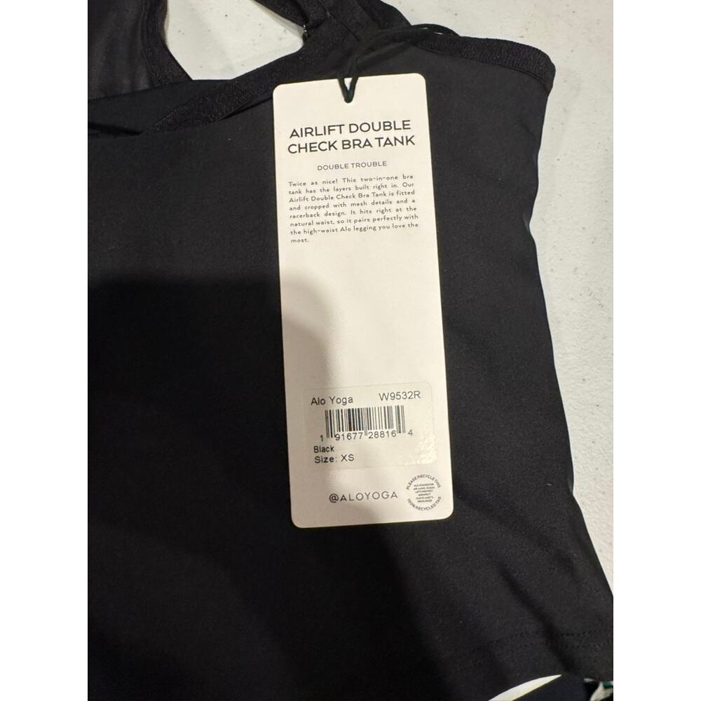 NWT Alo Yoga Airlift Double Check Sports Bra Tank Black Gym Workout Sports Sz XS - Picture 4 of 5